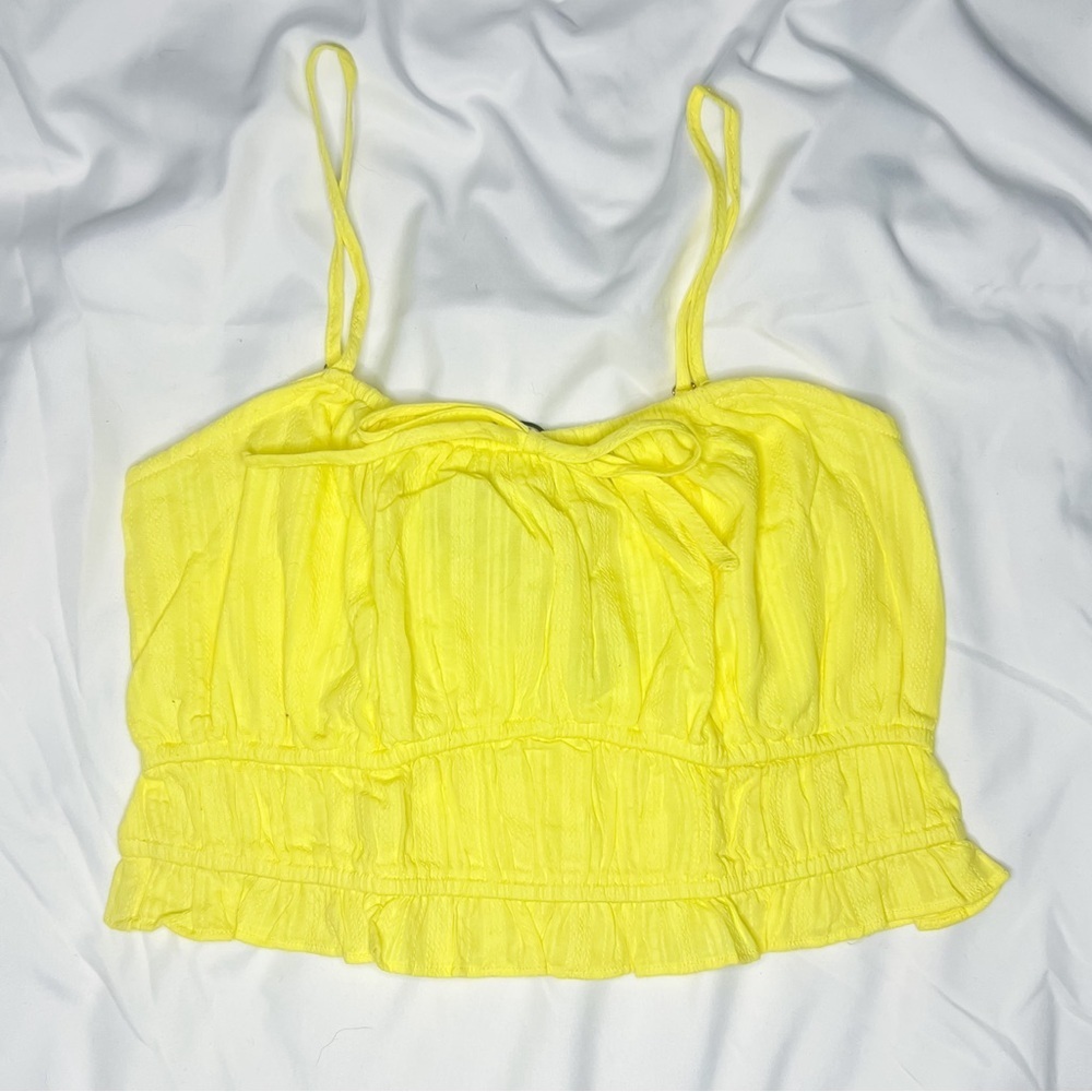 Shinestar Juniors Spaghetti Strap Crop Top - Bright Yellow, Size S